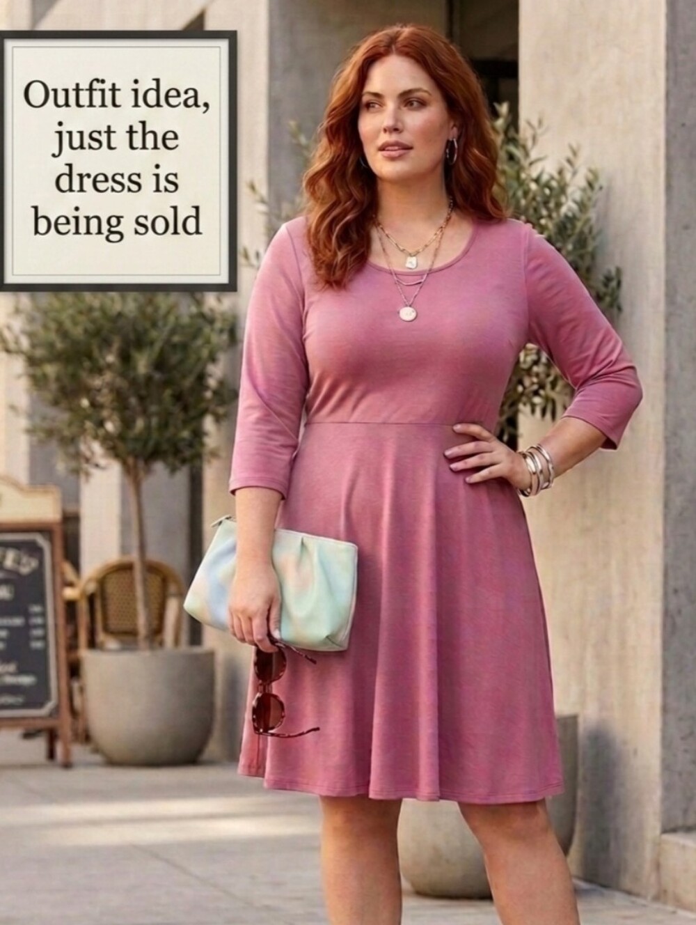 George Mauve Scoop-Neck Fit & Flare Midi Dress